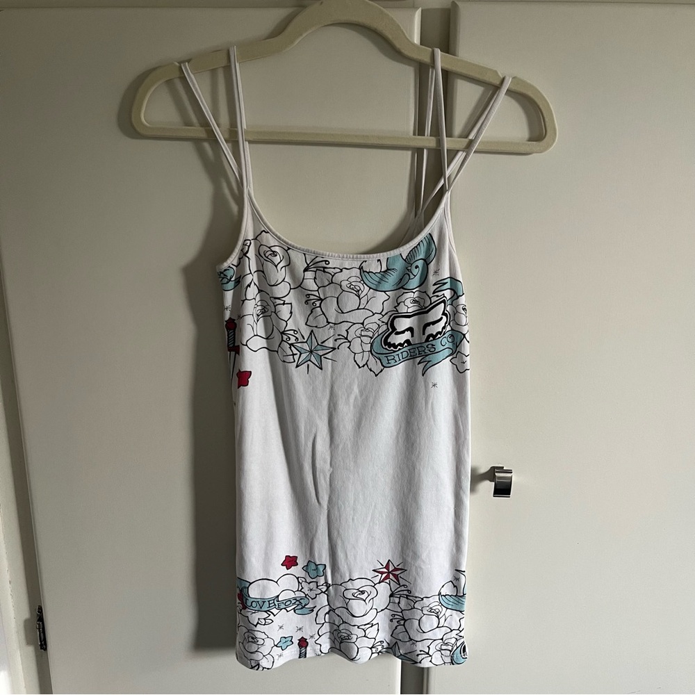 VTG Y2K 2000s Fox Racing Womens Tank Top Sz Large Moto Biker Live Love Ride​